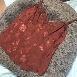 M Wilfred (Aritzia) burgundy/red/brown camisole with floral detail
